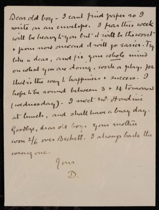 Letter written in Arthur Conan Doyle's handwriting on an envelope. 
