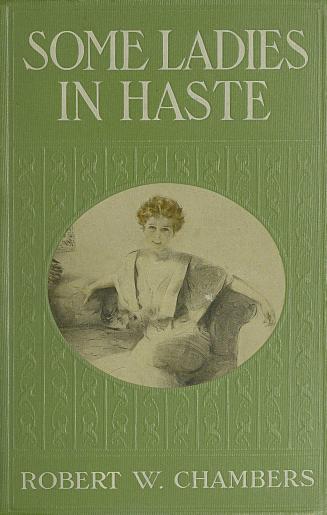 Book cover; green with author and title in white. In middle is oval containing an illustration  ...