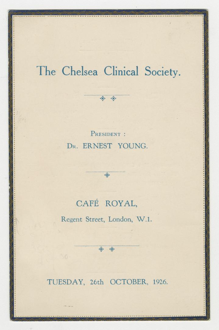 Menu with Arthur Conan Doyle's signature on the back page. 