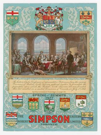 Image of the painting of the Fathers of Confederation at the Quebec Conference where the Britis ...
