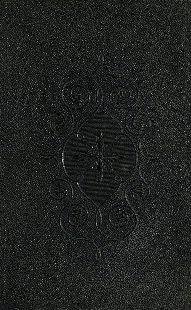 Book cover: black, embossed with decorative design.