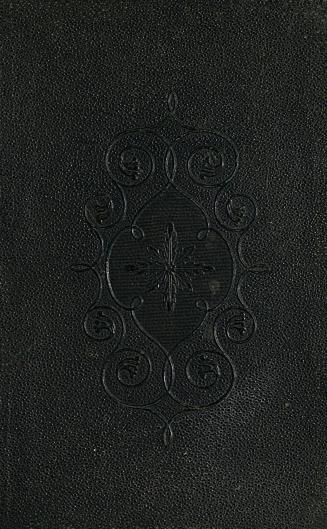 Book cover: black, embossed with decorative design.