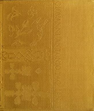 Cover has decorative floral motif on gold colour cloth that is Jacquard woven in Dicel yarns. T ...