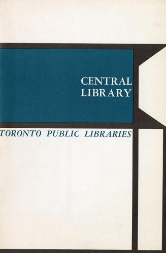 Brochure for Central Library with blue and black geometric design on cover. 
