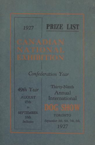Program booklet for the 39th Annual International Dog Show in 1927 at the Canadian National Exh ...