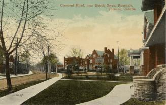 Colour postcard depicting a residential neighbourhood in Rosedale, with several large homes, fr ...
