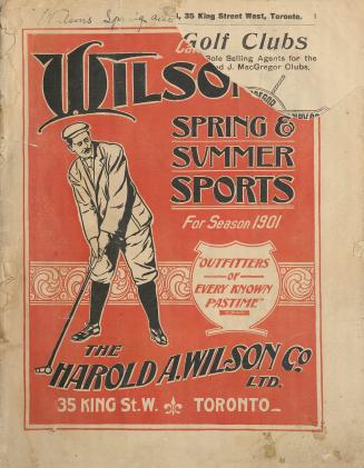 Cover has an illustration of man in golf outfit holding golfclub, preparing to hit a ball. Text ...