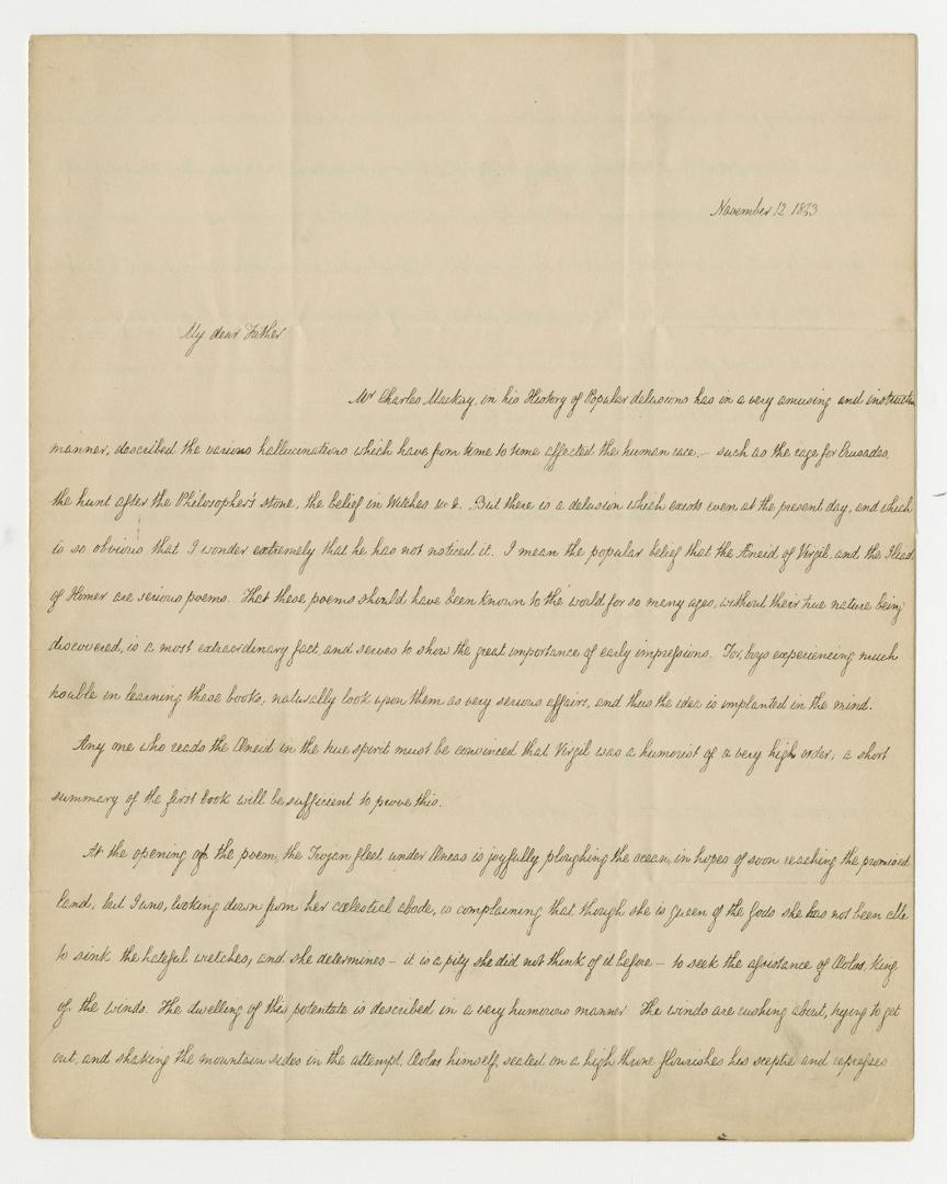 James Edmund Doyle letter to his father, John Doyle.