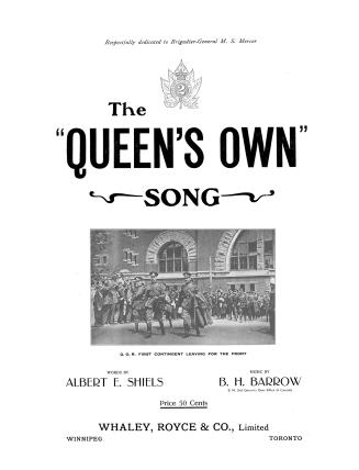 Cover features: title and composition information; inset facsimile photograph of the Queen's Ow ...