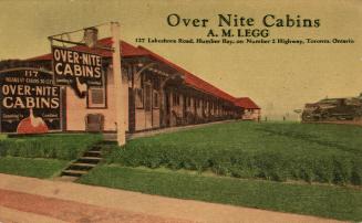 Colour postcard depicting an illustration of a motel, with caption at the top of the card stati ...