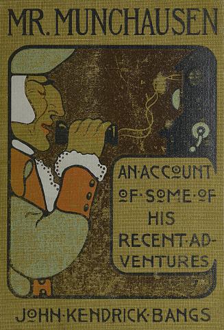 Book cover depicting a man in an old-fashioned, light blue frock coat and hat speaking into a d ...