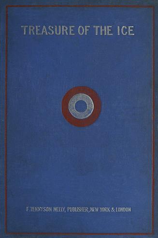 Blue book cover with a thin band of red around the edges. Title in silver at top and publisher  ...