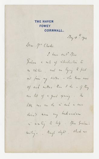 Manuscript letter in Arthur Conan Doyle's handwriting. 