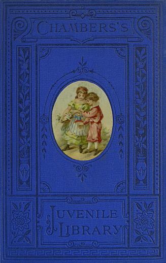 Blue cloth with an oval pictorial label presenting 2 children printed in colour 