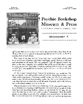 Pamphlet with picture of Psychic Bookshop Museum & Press on at top left side. Title in bold at  ...
