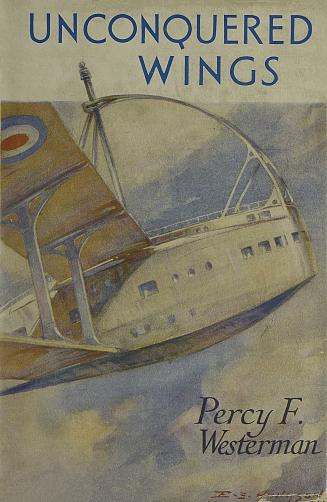 Book cover: A plane with a large dome atop flies through the air.