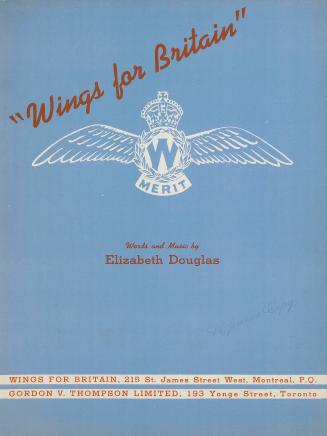 Cover features: title and composition information; central drawing of a winged crest labelled " ...