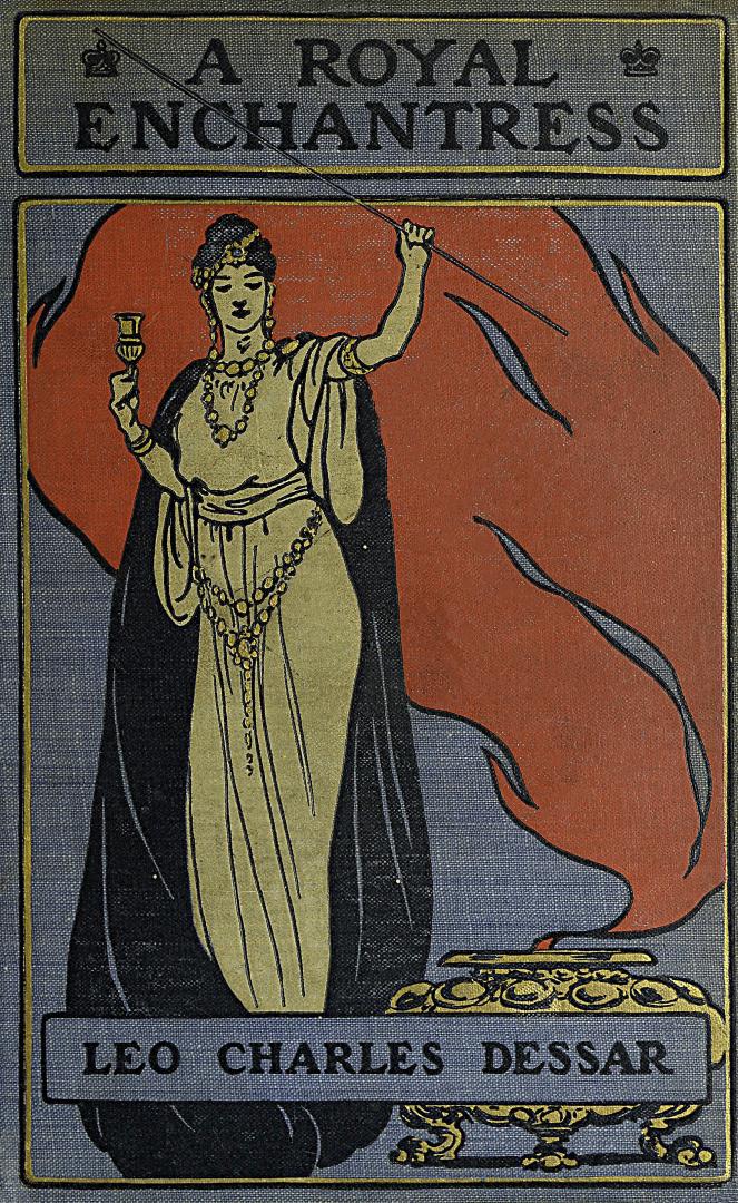 Book cover: Blue with illustration of a woman in white dress, gold jewelry and black cloak.