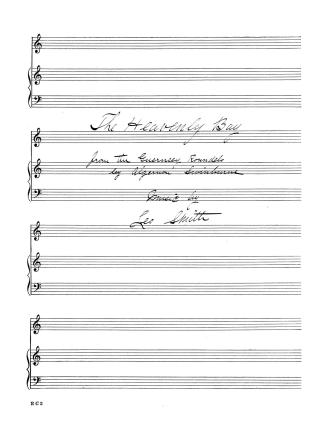 Signed holograph sheet music of "The heavenly bay : from the Guernsey roundels by Algernon Swin ...