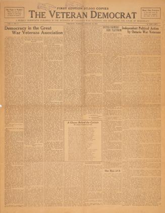 Newspaper in black and white print. 