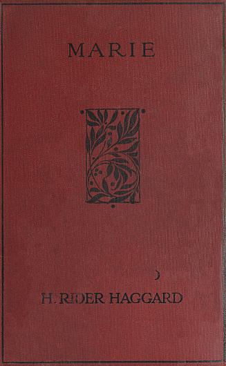 Book cover: Red cloth with black text and black floral motif.