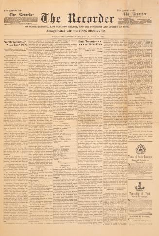 The recorder of North Toronto, East Toronto Village and the Township and County of York; amalgamated with the York Observer