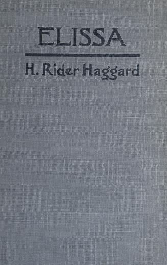 Book cover: Blue cloth. The cover only displays the title of the first story, Elissa.