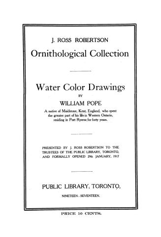 Catalogue of William Pope drawings. 