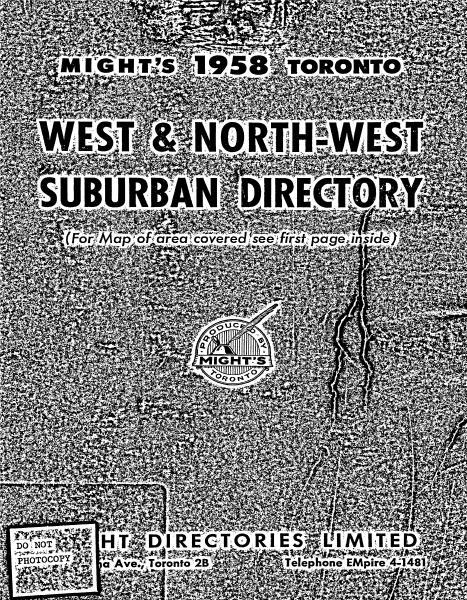 Toronto west and north west suburban directory