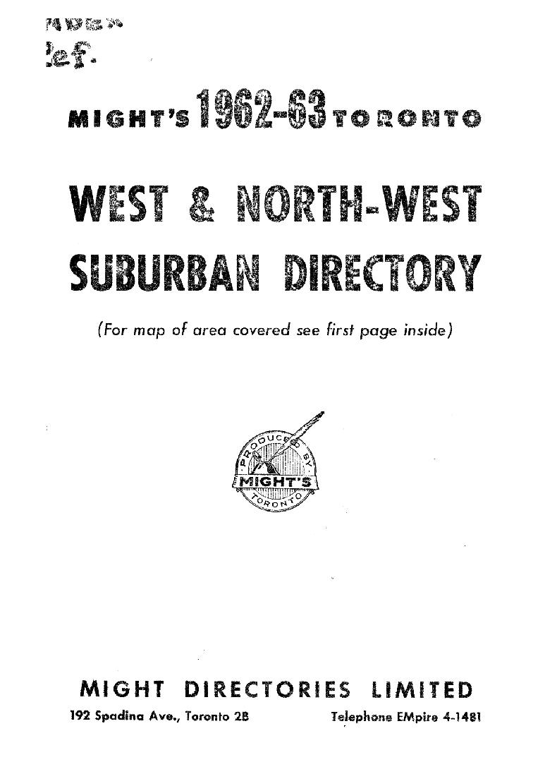 Toronto west and north west suburban directory