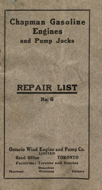 Chapman Gasoline Engines and pump jacks repair list no. 6