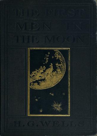 Book cover: Dark blue with illustration of the moon. Gold stars with rays.