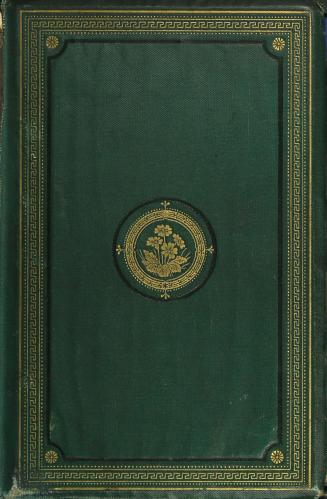 Green leather and textile cover with gold title on the spine and spring wild flowers on the fro ...
