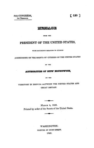 Unbound government document, special message to the Congress.