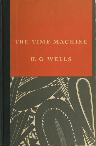 Book cover: Red, black and white with title and author. Abstract ovals, arches, and pointed sha ...