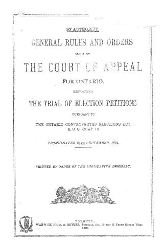 Black text on white cover page reads: "General rules and orders made by the Court of Appeal for ...
