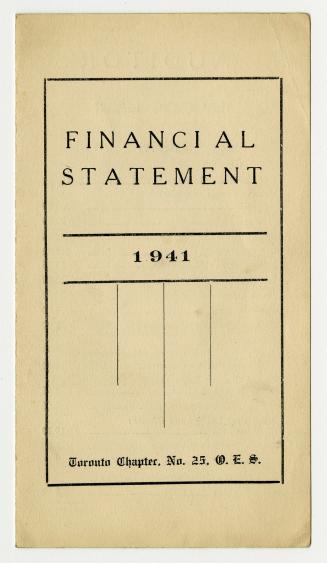 Financial statement 1941 Toronto Chapter, No. 25 OES