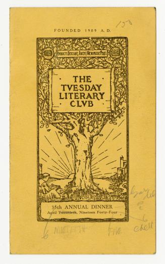 Printed image of a man sitting on the grass reading under the shade of a large leafy tree with  ...
