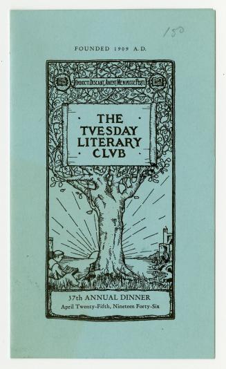 Printed image of a man sitting on the grass reading under the shade of a large leafy tree with  ...