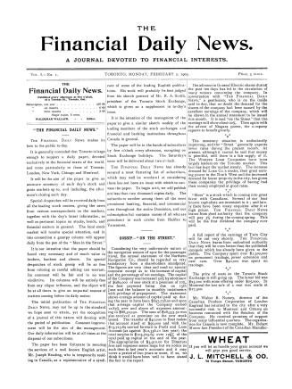 Financial Daily News newspaper in black and white. 
