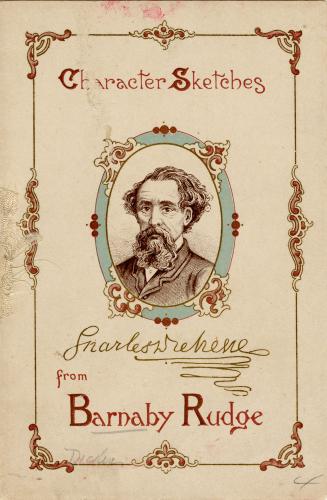 This is a multi-page card. The front centre shows a line drawn portrait of a man. The first pag ...