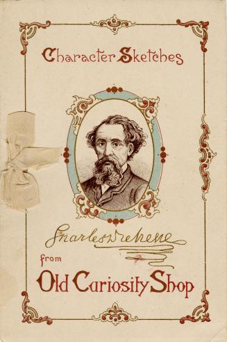 This is a multi-page card. The front centre shows a line-drawn portrait of a man. The first pag ...