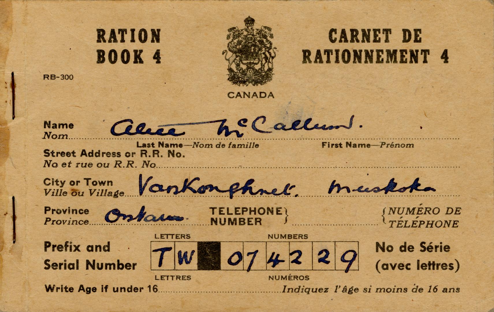 Ration Book 4 – Alice McCallum