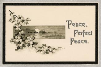A folded funeral card for Rev. A.G. Warder stating, "Peace, Perfect Peace." on the cover
