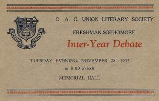 O.A.C. Union Literary Society – Freshmen Inter-Year Debate