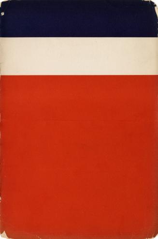 A red, white and blue-striped card that opens to display a concert program on the left side, st ...