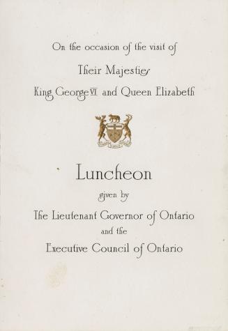 A programme and menu for a luncheon held for Their Majesties King George VI and Queen Elizabeth ...