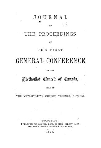 Black text on white title page reads: "Journal of The Proceedings of The First General Conferen ...