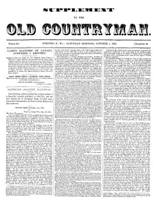 Black and white newspaper titled the supplement to the old countryman