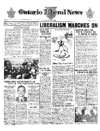 Black and white newspaper titled the Ontario Liberal News